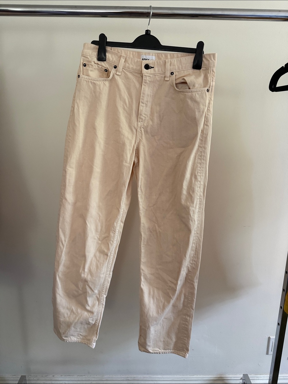 ASKK NY Straight Leg Jeans in Light Beige